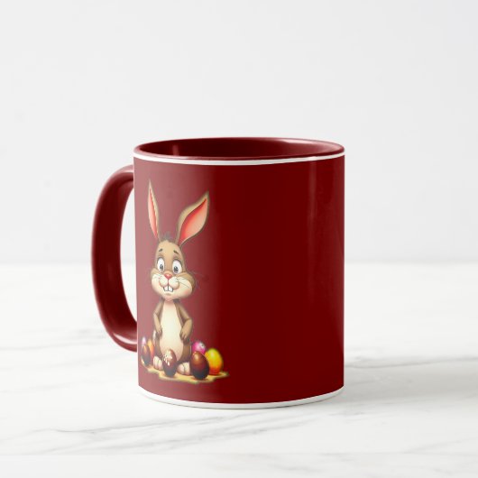 Cute Easter Bunny with Chocolate Eggs - caneca マグカップ (正面左)