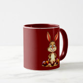 Cute Easter Bunny with Chocolate Eggs - caneca マグカップ (正面右)