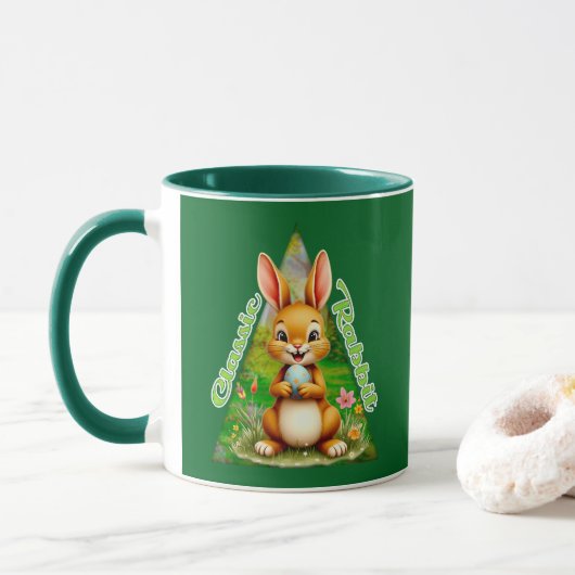 Cute Easter Bunny with Colorful Eggs - caneca マグカップ (ドーナツ)