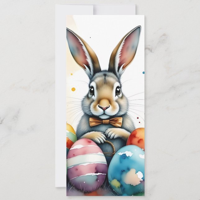 Cute Easter Bunny with Colorful Painted Eggs (正面)