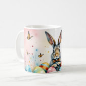 Cute Easter Bunny with Colorful Painted Eggs コーヒーマグカップ (正面左)