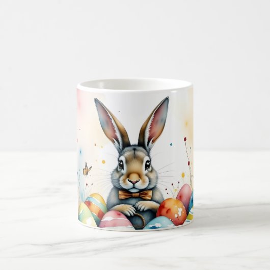 Cute Easter Bunny with Colorful Painted Eggs コーヒーマグカップ (中央)