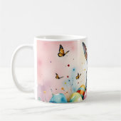 Cute Easter Bunny with Colorful Painted Eggs コーヒーマグカップ (左)