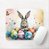 Cute Easter Bunny with Colorful Painted Eggs マウスパッド (マウス)
