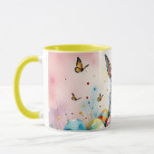 Cute Easter Bunny with Colorful Painted Eggs マグカップ (左)