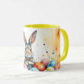 Cute Easter Bunny with Colorful Painted Eggs マグカップ (正面右)