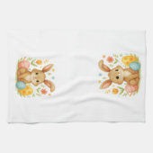 Cute Easter Bunny with Eggs Kitchen Towel キッチンタオル (横)