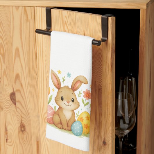 Cute Easter Bunny with Eggs Kitchen Towel キッチンタオル (三つ折り)