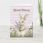 Cute Easter Bunny with Lavender Special Delivery カード (正面)