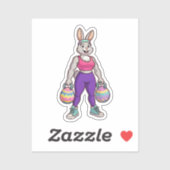 Cute Easter Bunny Workout Cartoon – Fitness Rabbit シール (シート)