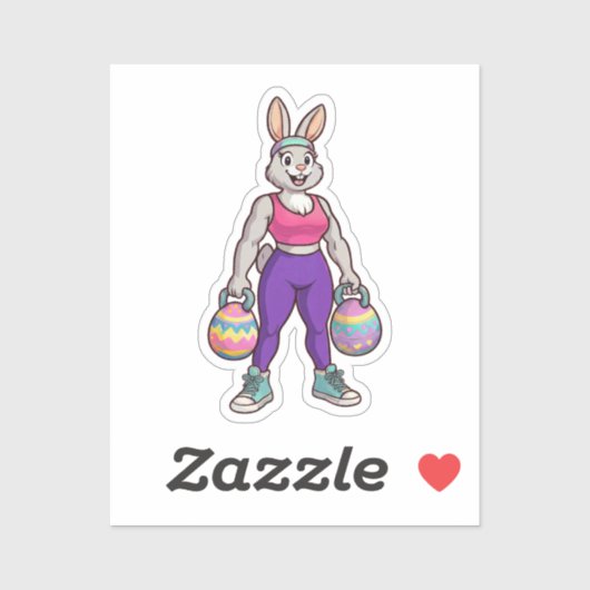 Cute Easter Bunny Workout Cartoon – Fitness Rabbit シール (シート)