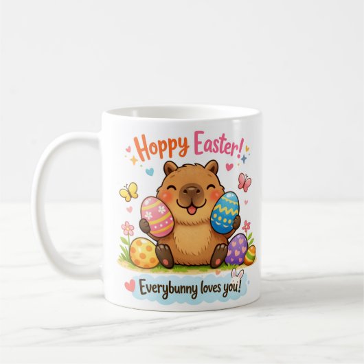 Cute Easter Capybara Eggs  コーヒーマグカップ (左)