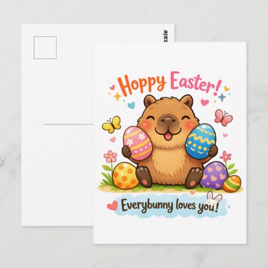 Cute Easter Capybara Eggs  ポストカード (正面/裏面)