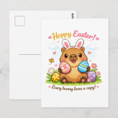 Cute Easter Capybara Eggs Bunny Ears ポストカード (正面/裏面)