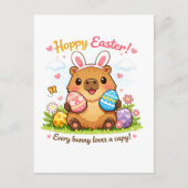 Cute Easter Capybara Eggs Bunny Ears ポストカード (正面)