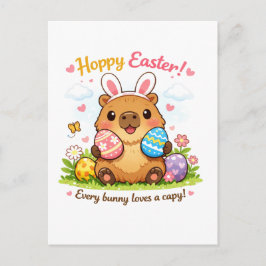 Cute Easter Capybara Eggs Bunny Ears ポストカード