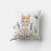 Cute Easter Cat with Chick Illustration pillow クッション (裏面)