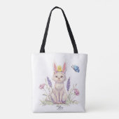 Cute Easter Cat with Chick Illustration Tote Bag トートバッグ (裏面)