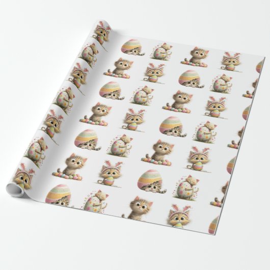 Cute Easter Cat Wrapping Paper ラッピングペーパー (アンロールド)