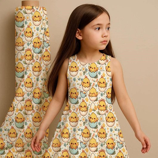 Cute Easter Chick Fabric – Kawaii Baby Chick Sprin ファブリック