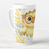 Cute Easter Chick Glasses Mimosa Bloom カフェラテマグ (左アングル)