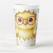 Cute Easter Chick Glasses Mimosa Bloom カフェラテマグ (正面)