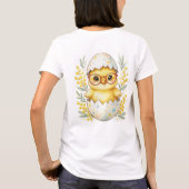 Cute Easter Chick Glasses Mimosa Bloom Tシャツ (裏面)