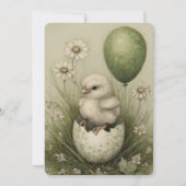 Cute Easter Chick with Easter Egg Spring Daisies シーズンカード (正面)