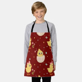 Cute Easter Chick with Pink Bow Seamless Pattern  エプロン (着用した状態)