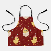 Cute Easter Chick with Pink Bow Seamless Pattern  エプロン (正面)