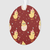 Cute Easter Chick with Pink Bow Seamless Pattern  オーナメント (正面)