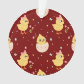 Cute Easter Chick with Pink Bow Seamless Pattern  オーナメント (正面)