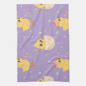 Cute Easter Chick with Pink Bow Seamless Pattern  キッチンタオル (縦)