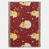Cute Easter Chick with Pink Bow Seamless Pattern  スローブランケット (正面縦)
