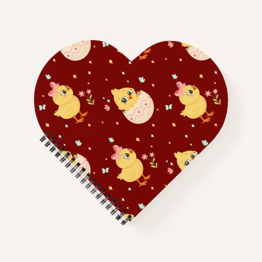 Cute Easter Chick with Pink Bow Seamless Pattern  ノートブック (正面)