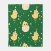 Cute Easter Chick with Pink Bow Seamless Pattern  フリースブランケット (正面)