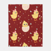 Cute Easter Chick with Pink Bow Seamless Pattern  フリースブランケット (正面)