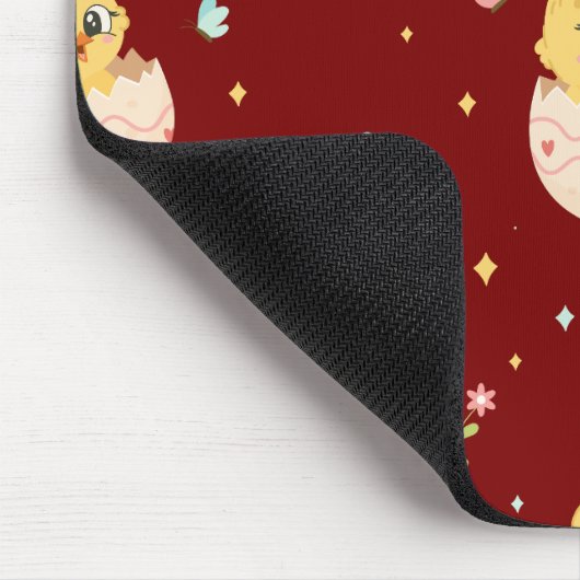 Cute Easter Chick with Pink Bow Seamless Pattern  マウスパッド (コーナー)