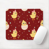 Cute Easter Chick with Pink Bow Seamless Pattern  マウスパッド (マウス)