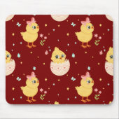 Cute Easter Chick with Pink Bow Seamless Pattern  マウスパッド (正面)
