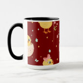 Cute Easter Chick with Pink Bow Seamless Pattern  マグカップ (左)