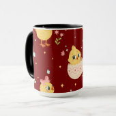 Cute Easter Chick with Pink Bow Seamless Pattern  マグカップ (正面左)