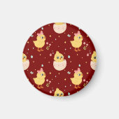 Cute Easter Chick with Pink Bow Seamless Pattern  マグネット (正面)