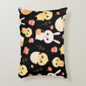 Cute Easter Chicks & Bunnies Seamless Pattern  アクセントクッション (正面(垂直))