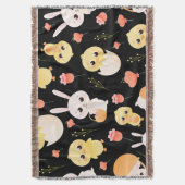 Cute Easter Chicks & Bunnies Seamless Pattern  スローブランケット (正面縦)