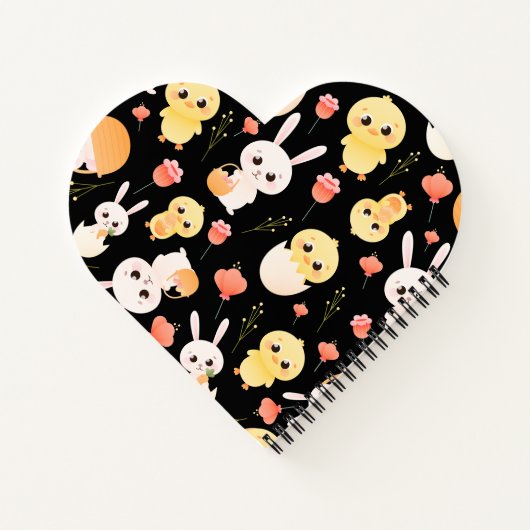 Cute Easter Chicks & Bunnies Seamless Pattern  ノートブック (裏面)