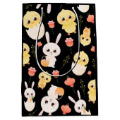 Cute Easter Chicks & Bunnies Seamless Pattern  ミディアムペーパーバッグ (正面)