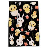 Cute Easter Chicks & Bunnies Seamless Pattern  ミディアムペーパーバッグ (裏面)