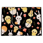 Cute Easter Chicks & Bunnies Seamless Pattern  ラージペーパーバッグ (正面)
