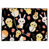 Cute Easter Chicks & Bunnies Seamless Pattern  ラージペーパーバッグ (裏面)
